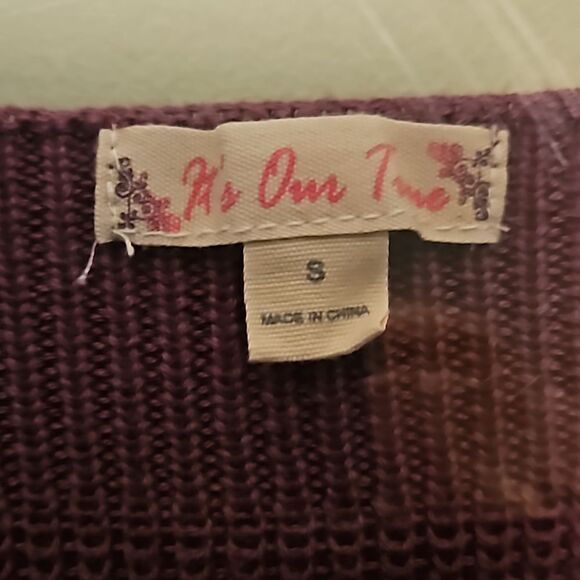 Its Our Time Womens Small Purple Striped Cold Shoulder Sweater Cozy Small Snag - Picture 5 of 7